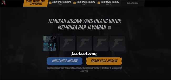 Kode Jigsaw FF Terbaru & Jawaban Duta Besar Chrono Free Fire